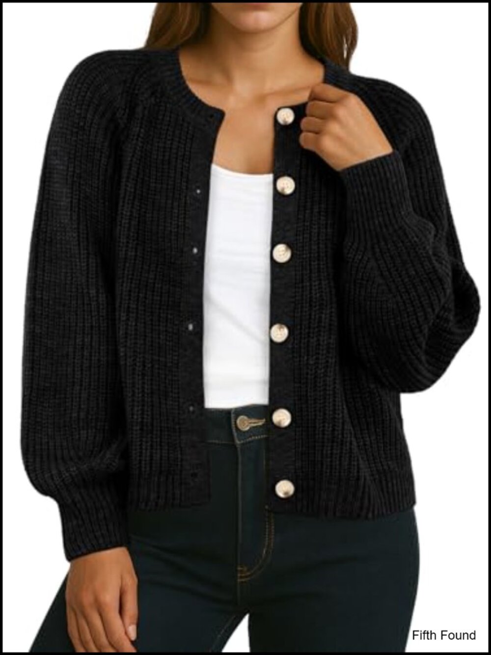 Chunky Knit Cardigan Sweater Womens Button Front Lantern Sleeve Fall Layering